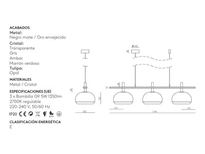 Medidas de la lámpara Cloud Big de Aromas