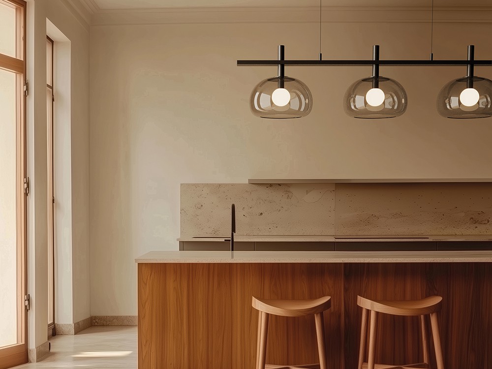 Lámpara suspendida con tres tulipas de cristal Cloud Big de Aromas del campo