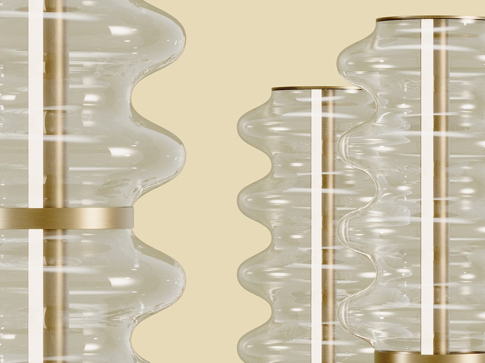 Detalle de la pantalla de cristal de la lámpara Vitree de Aromas