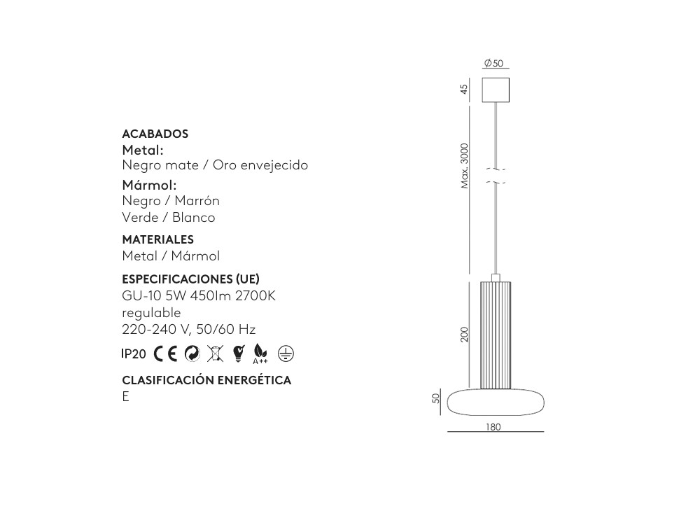 Medidas de la lámpara Hulo de Aromas