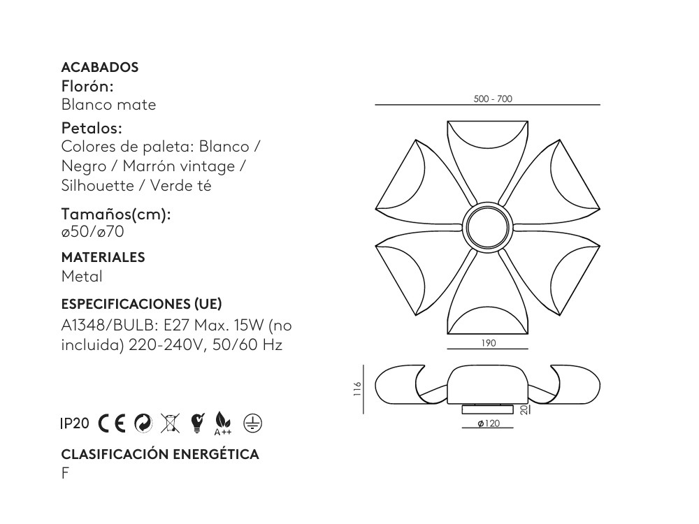 Medidas del aplique Rita de Aromas