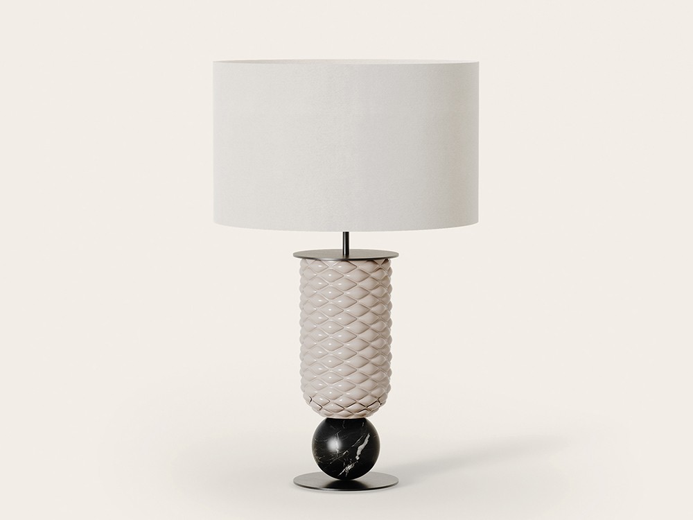 pie de lámpara de sobremesa Olas en blanco de Aromas del campo