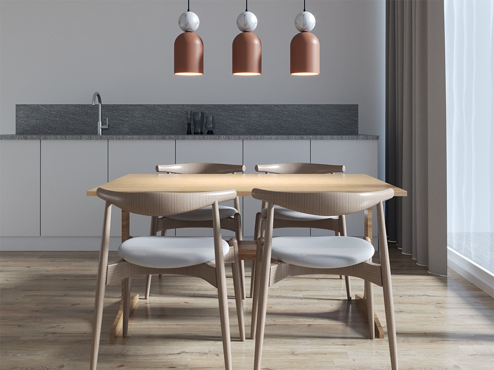 Diseño con pantalla de cerámica pintada a mano y pieza de mármol Bell Big de Aromas