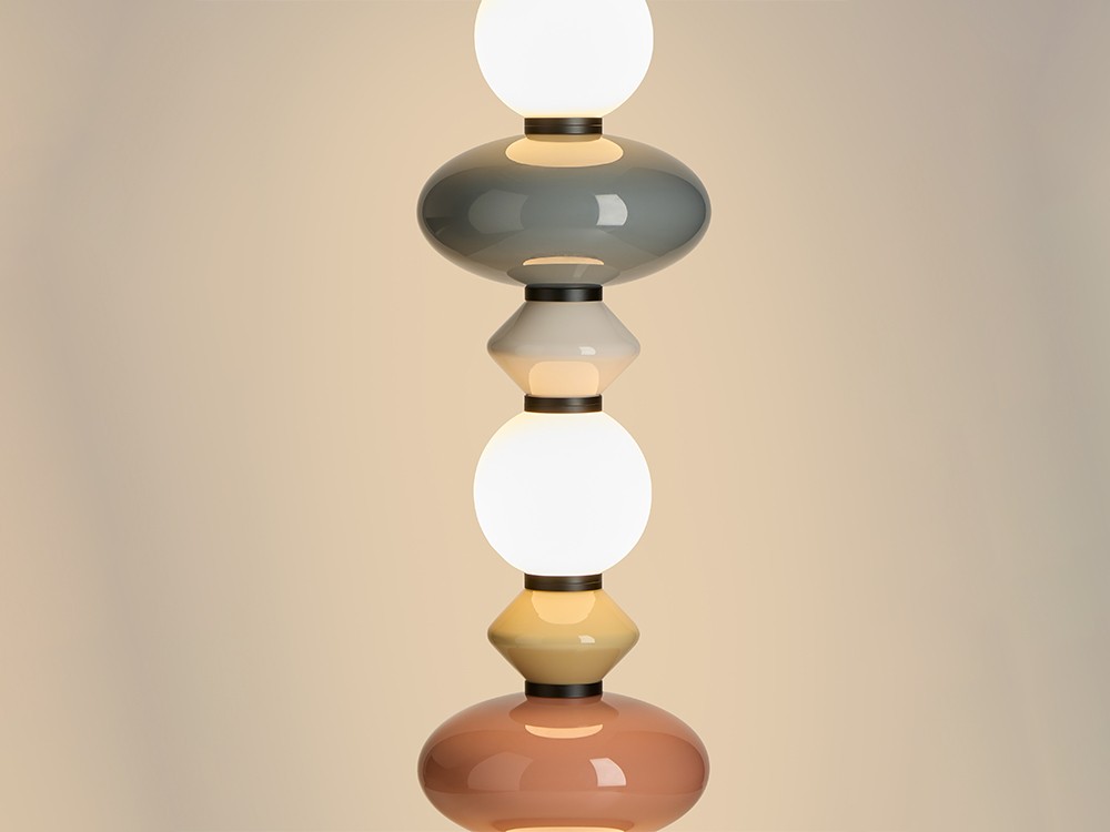 Lámpara de pie con piezas de cristal pintado a mano Mapi de aromas