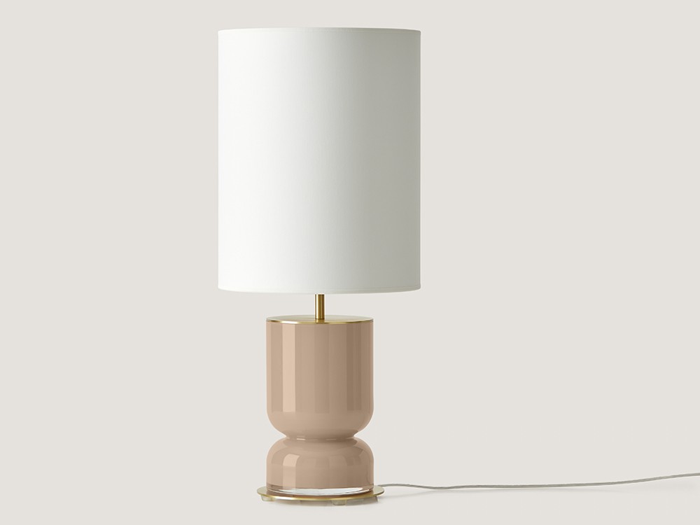 Pie de lámpara Got Down con pieza de cristal pintado persimón de Aromas