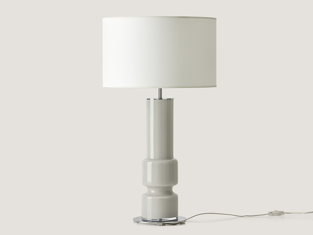 Pie de lámpara con cristal pintado a mano en color luna plateada de aromas