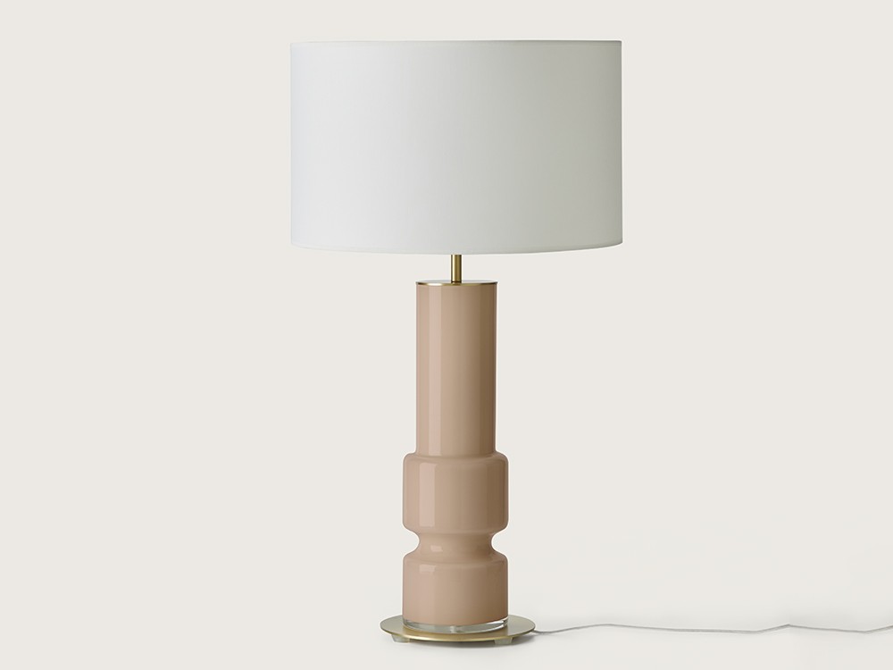 Pie de lámpara con cristal pintado a mano en color maquillaje de aromas