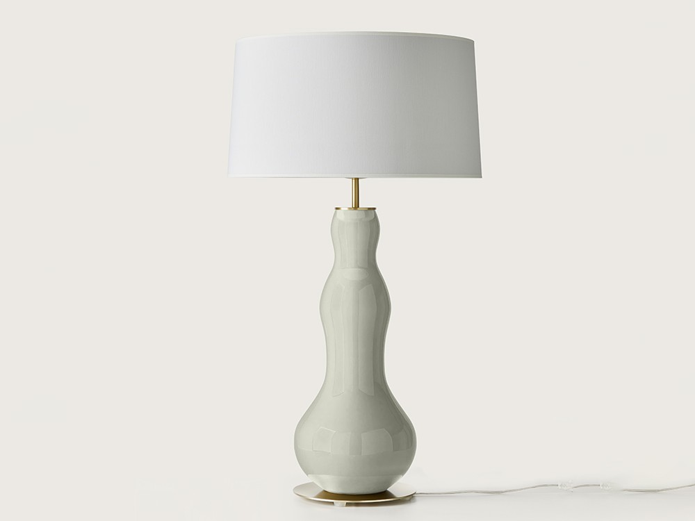 Pie de lámpara de cristal pintado a mano en color verde mole Melly de Aromas