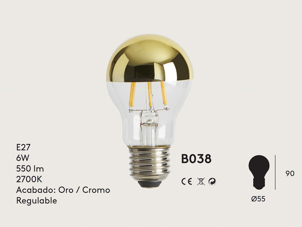 Bombilla led B038 oro para el aplique Fest