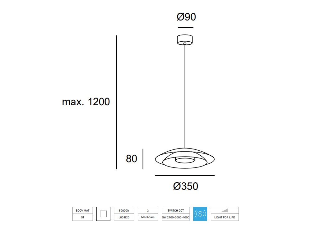 medidas de lámpara de techo Noway Small conexión light for free de Leds C4