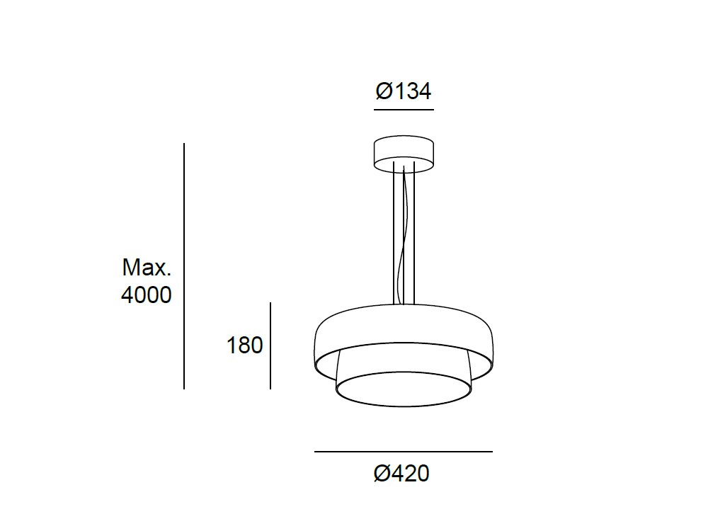 medidas de la lámpara doble Levels Leds C4