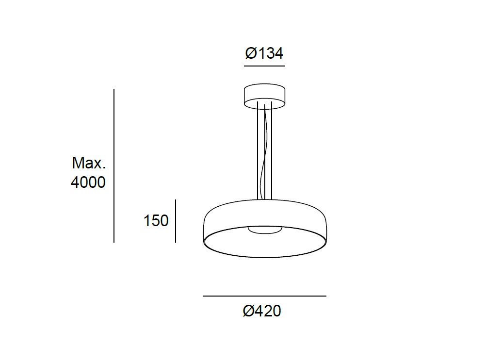 medidas de la lámpara sencilla Levels Leds C4