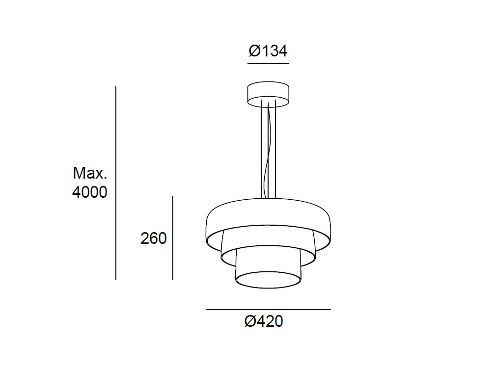 medidas de la lámpara triple Levels Leds C4