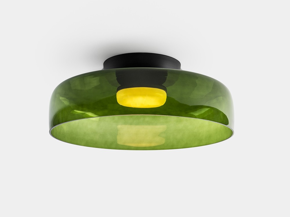 Plafón sencillo de Ø42cm en cristal color verde Levels de leds c4