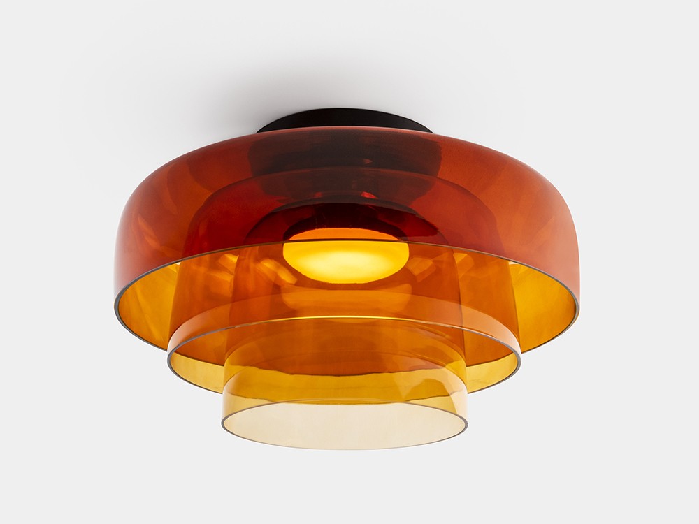 Plafón triple de Ø42cm en cristal color ámbar Levels de leds c4