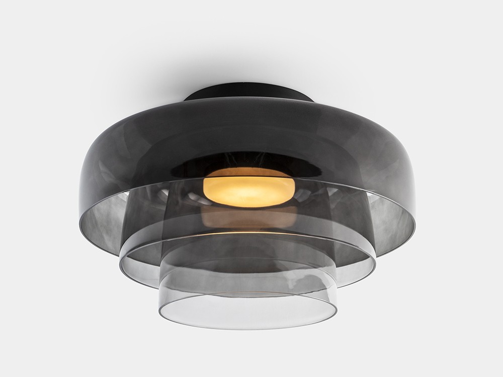 Plafón triple de Ø42cm en cristal color fumé Levels de leds c4