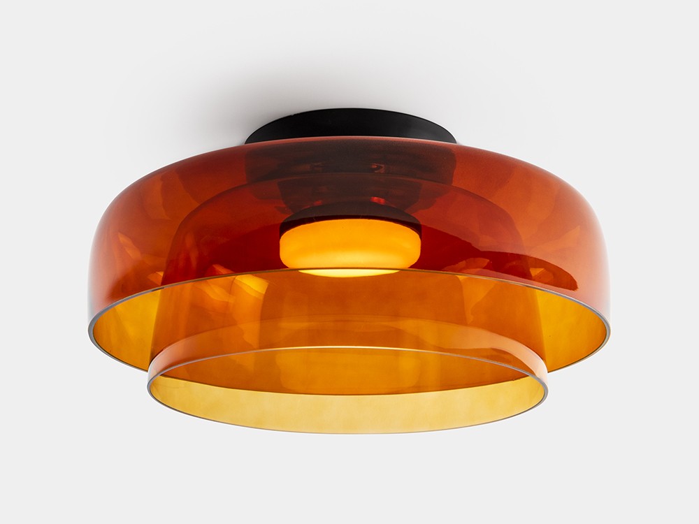 Plafón doble de Ø42cm en cristal color ámbar Levels de leds c4