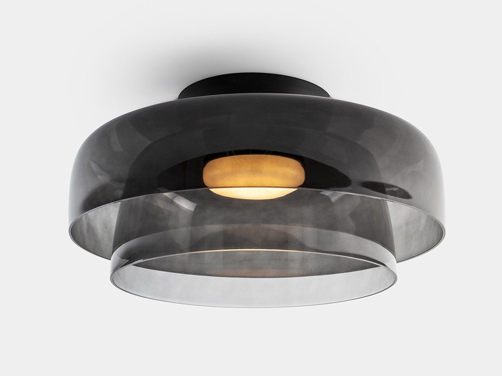 Plafón doble de Ø42cm en cristal color fumé Levels de leds c4