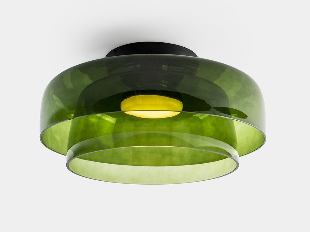 Plafón doble de Ø42cm en cristal color verde Levels de leds c4