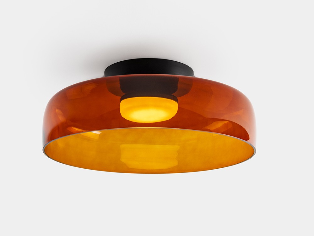 Plafón sencillo de Ø42cm en cristal color ámbar Levels de leds c4