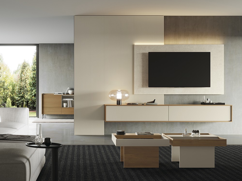 Composición para salón con mueble suspendido de la colección zoom 501 de García Sabaté.