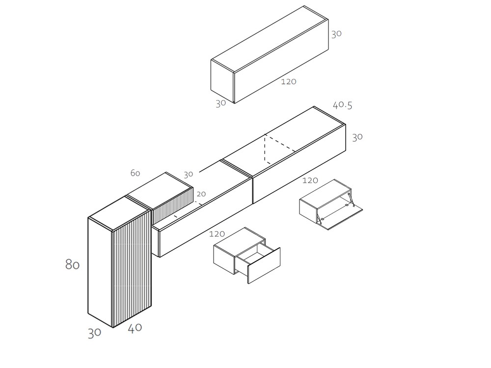 Medidas de la composición de mueble para televisión zoom 502 de García Sabaté