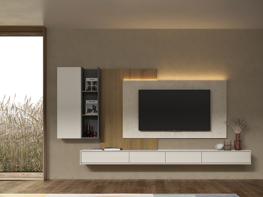 Composición para salón con panel tv con led 504 de la colección zoom García Sabaté