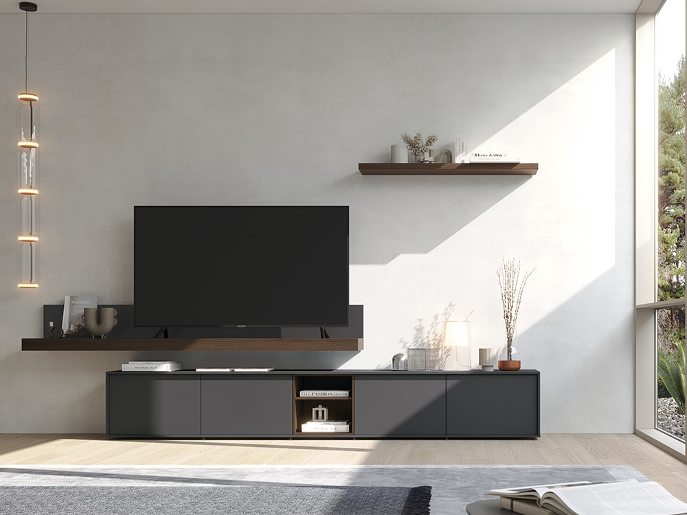 Composición para salón con estante de la colección Zoom de García Sabaté