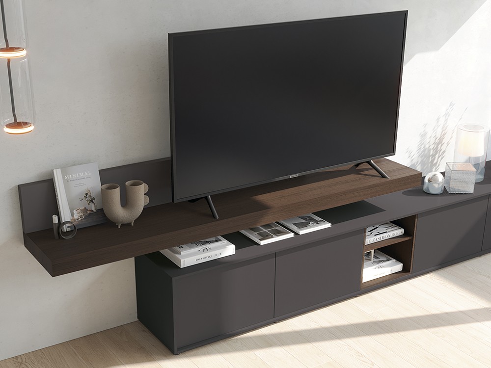 Detalle del estante para TV en chapa natural Zoom de García Sabaté