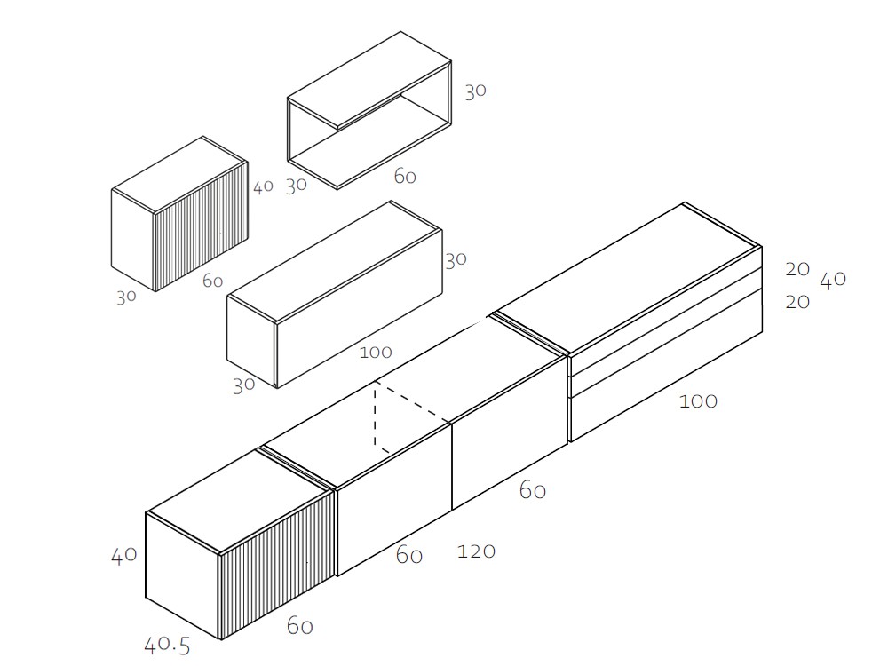 Medidas y módulos de la composición zoom 510 de Glicerio Chaves