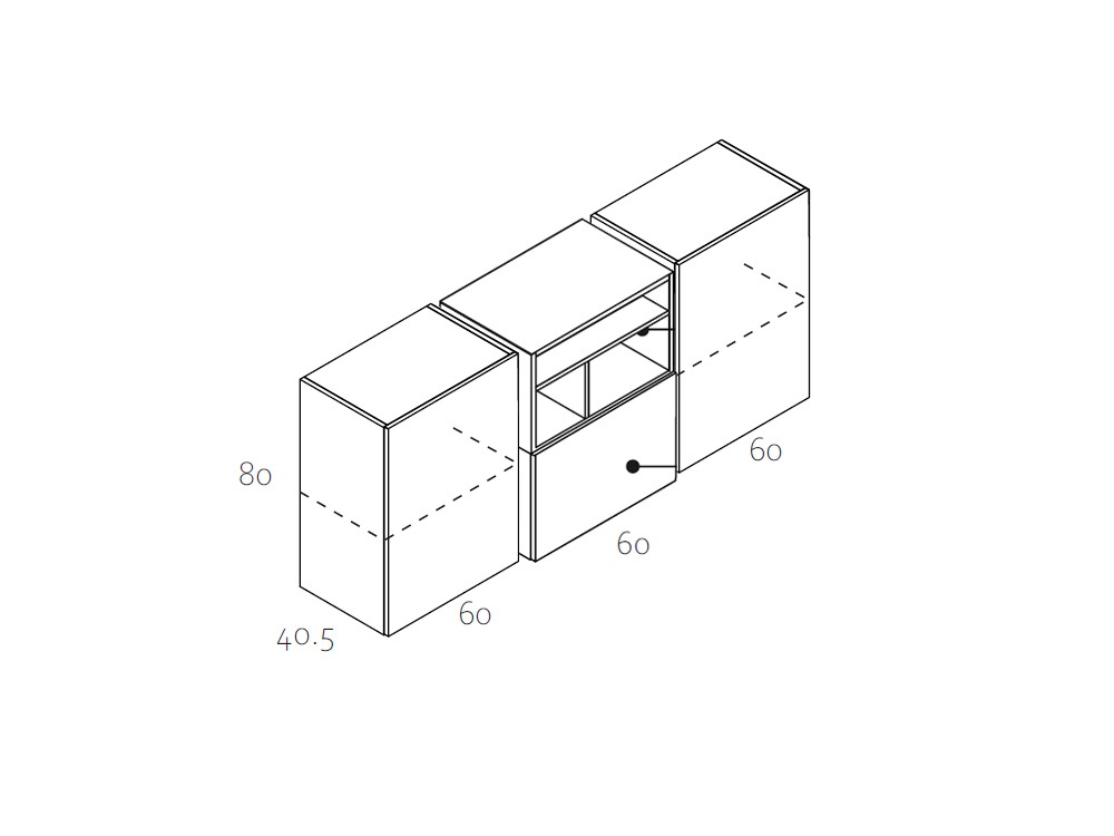 Medidas y módulos del aparador bajo 602 Zoom de García Sabaté