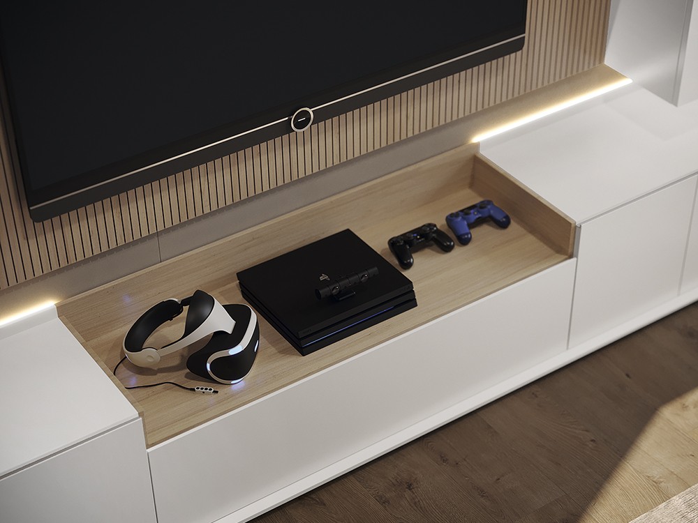 Combina la chapa natural de madera y la laca en la composición Replay 015 de García Sabaté