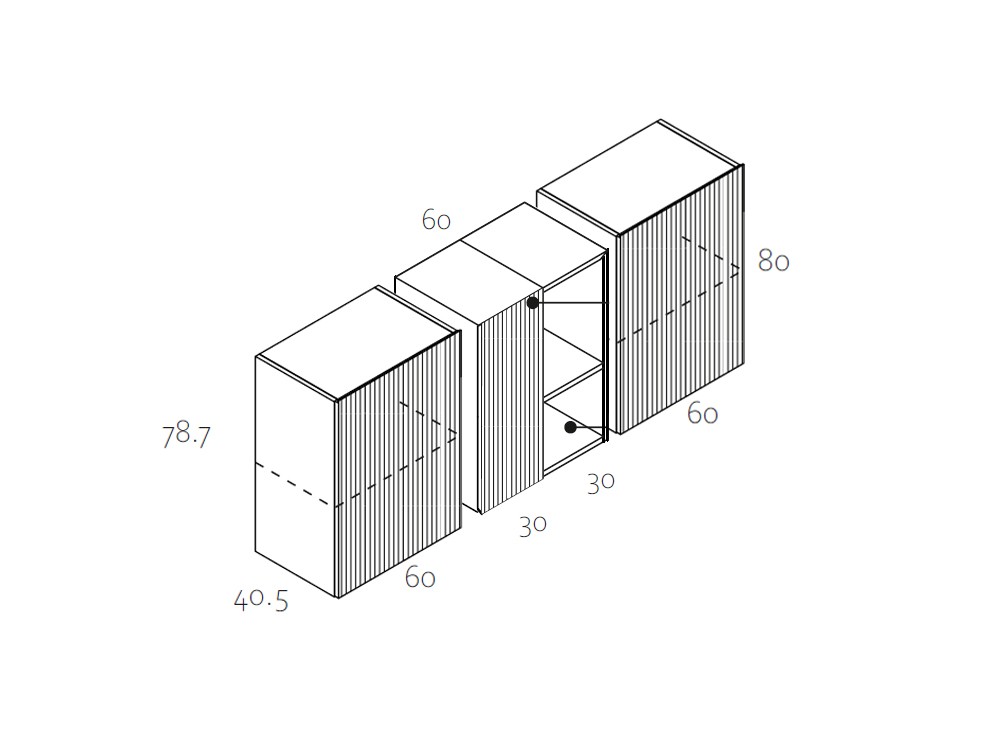 Medidas y módulos del aparador bajo 102 Replay de García Sabaté