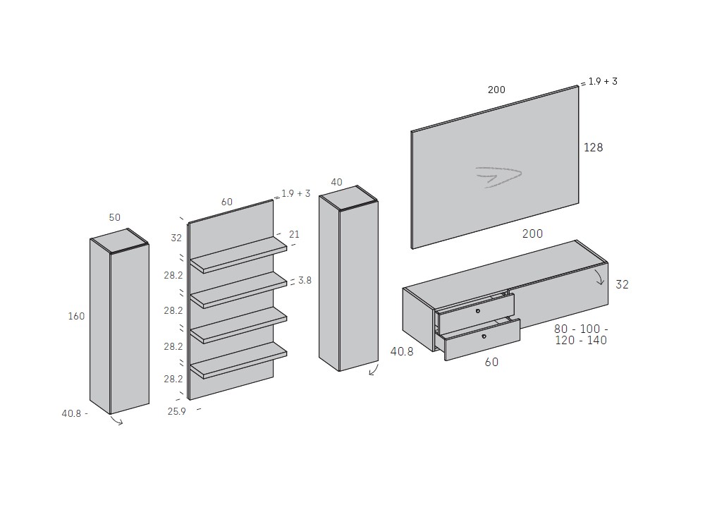 Medidas y módulos de la composición way home 16 de Antaix