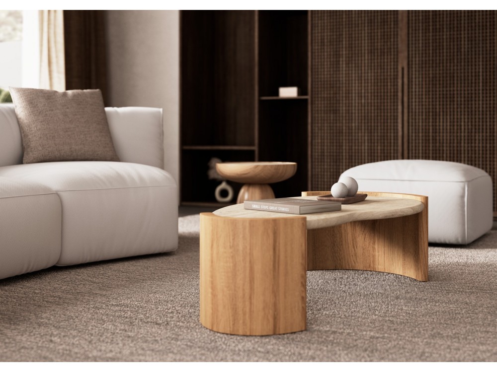 Mesa de centro Volga en marmol travertino