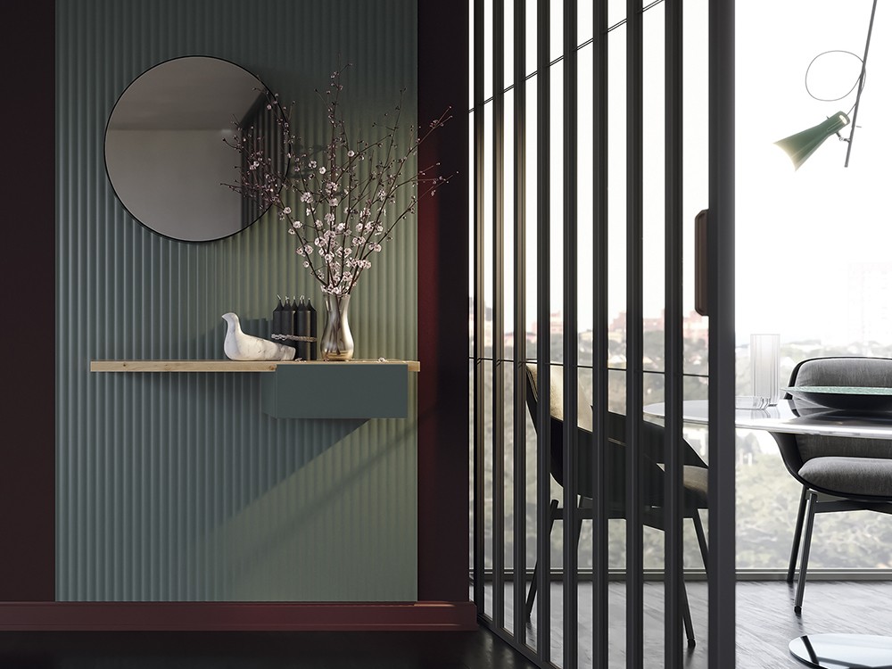 Recibidor con cajón con o sin espejo Replay 304 de García Sabaté color verde comodoro.