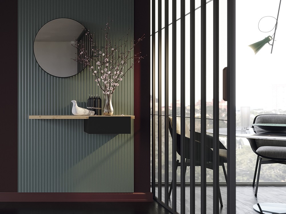 Recibidor con cajón con o sin espejo Replay 304 de García Sabaté color negro.