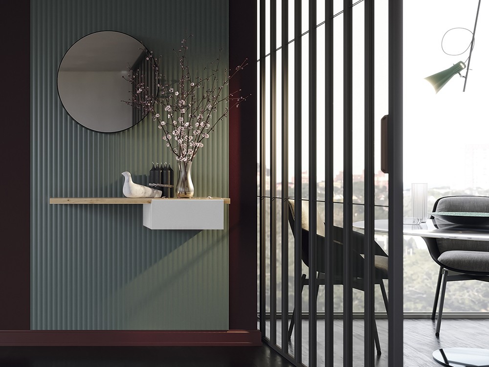 Recibidor con cajón con o sin espejo Replay 304 de García Sabaté color blanco.