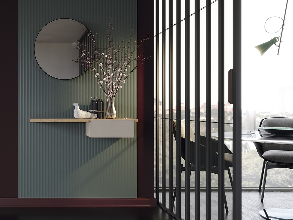 Recibidor con cajón con o sin espejo Replay 304 de García Sabaté color arena.