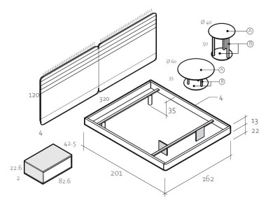 Medidas y módulos del dormitorio Nano Chic 001 de García Sabaté