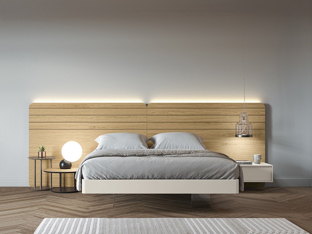 Dormitorio Nano chic 001 en chapa natural con luz led superior de García Sabaté