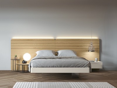 Dormitorio Nano chic 001 en chapa natural con luz led superior de García Sabaté