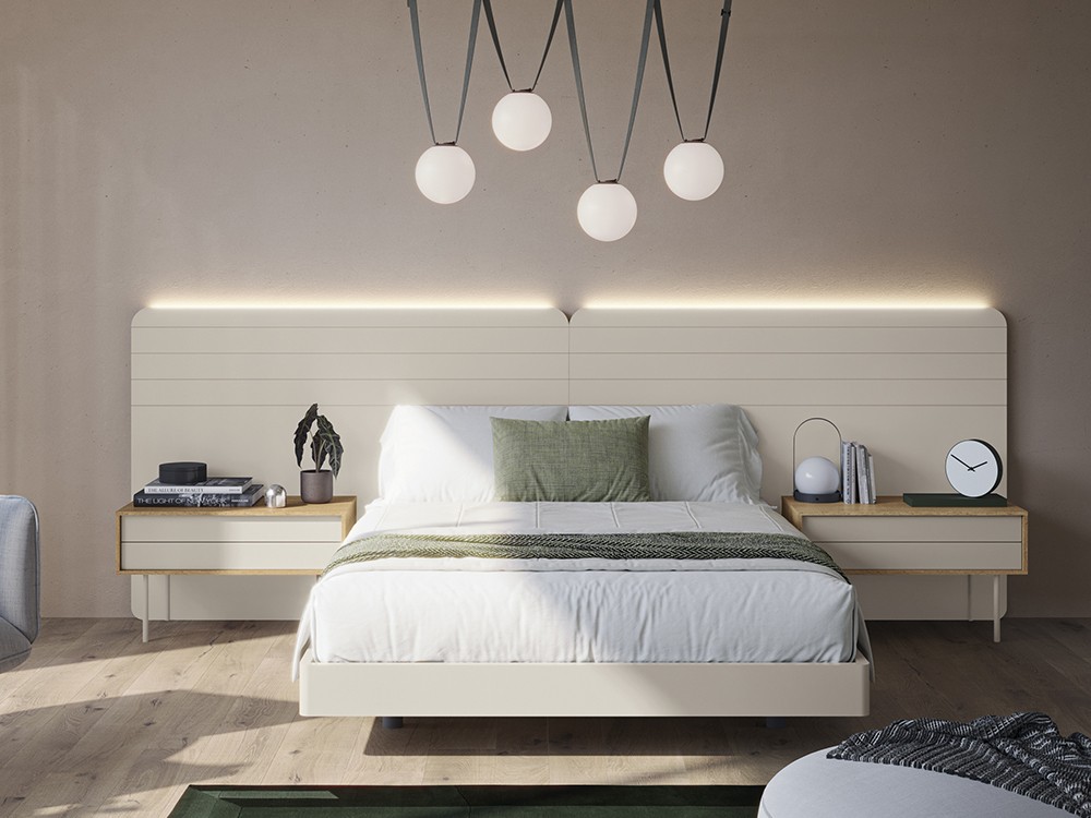 Dormitorio Nano chic 002 en chapa natural con luz led superior de García Sabaté