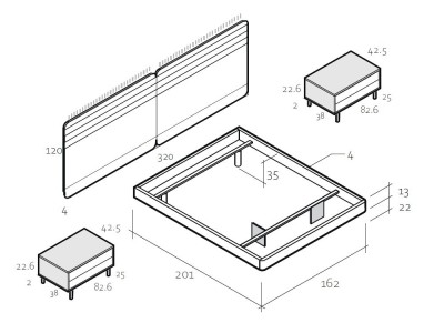 Medidas y módulos del dormitorio Nano Chic 002 de García Sabaté