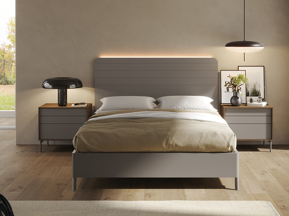 Dormitorio Nano Slim chic 003 en chapa natural con luz led superior de García Sabaté