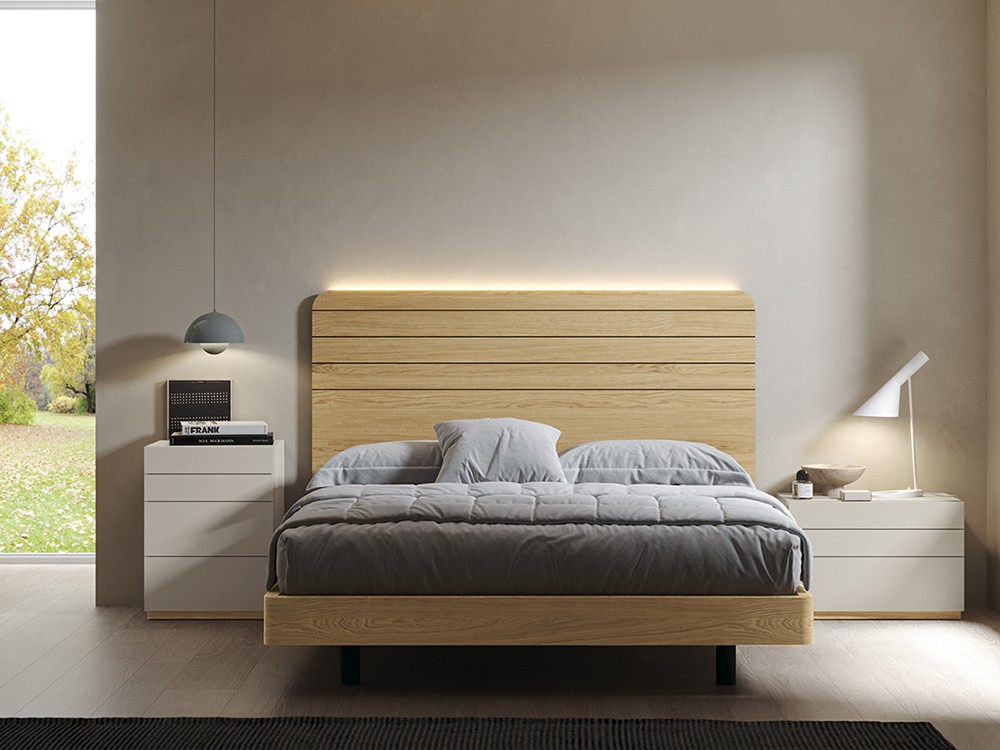 Dormitorio Nano Class chic 004 en chapa natural con luz led superior de García Sabaté