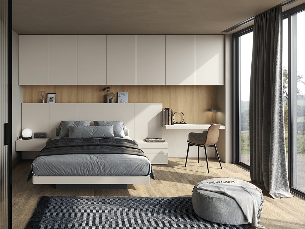 Dormitorio Bridge Float abatible chic 006 con luz led en base y cabecero de García Sabaté