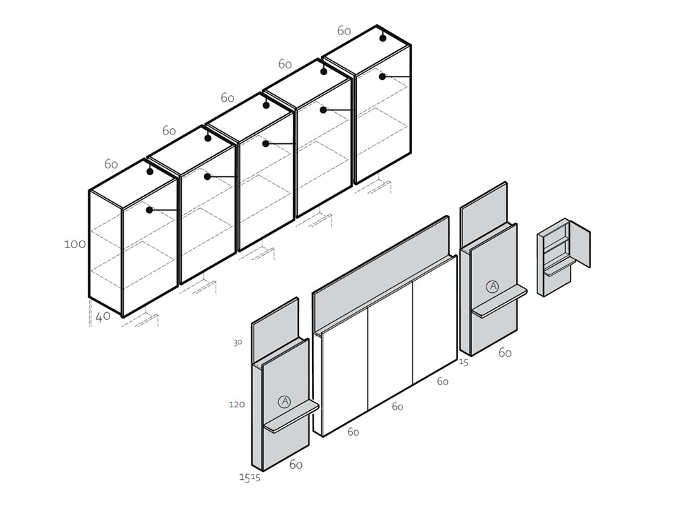 Medidas y módulos del dormitorio Bridge Chic 007 de García Sabaté