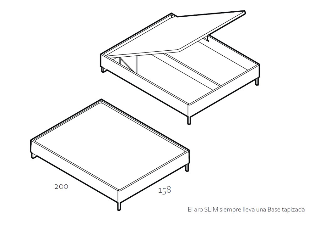 Medidas de la base Slim abatible con arcón de la colección Chic de García Sabaté