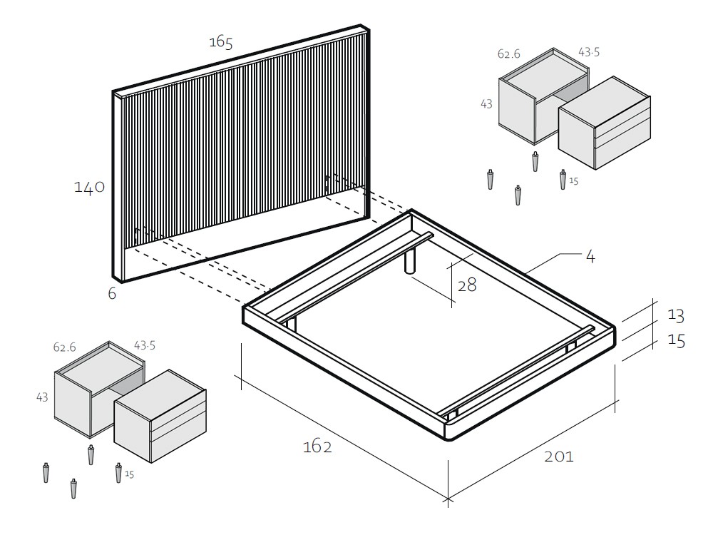Medidas y módulos del dormitorio Arc Chic 008 de García Sabaté